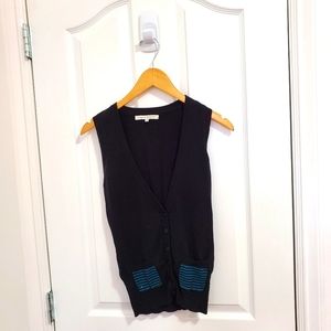 ‼️ 3/$20 Sleeveless Cardigan Blue Stripped Pocket